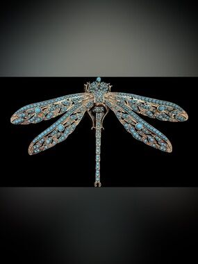Kenneth Jay Lane Dragonfly Brooch with Turquoise Stones